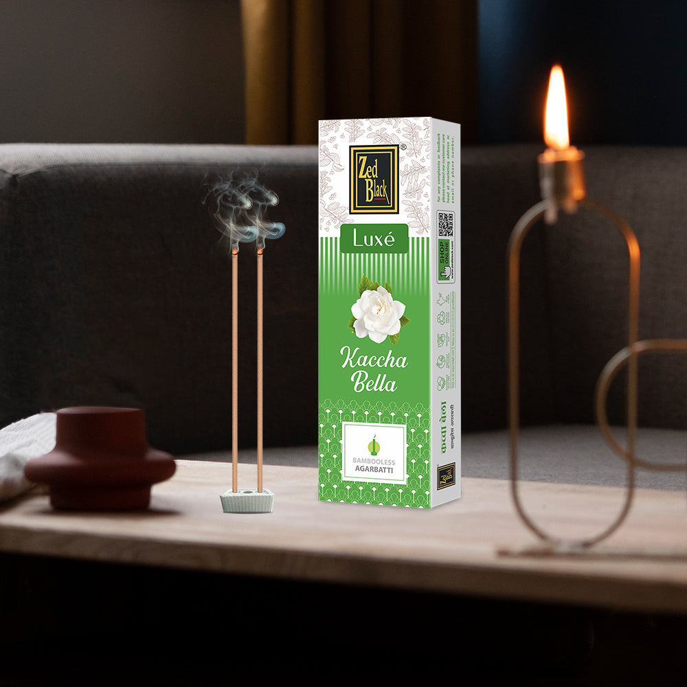 Zed Black Zed Black Luxe Kachha Bella ,Camphor ,Guggal Bambooless Incense Pack of 3 Agarbatti Natural Fragrance for Puja, Meditation, Refreshing Ambience