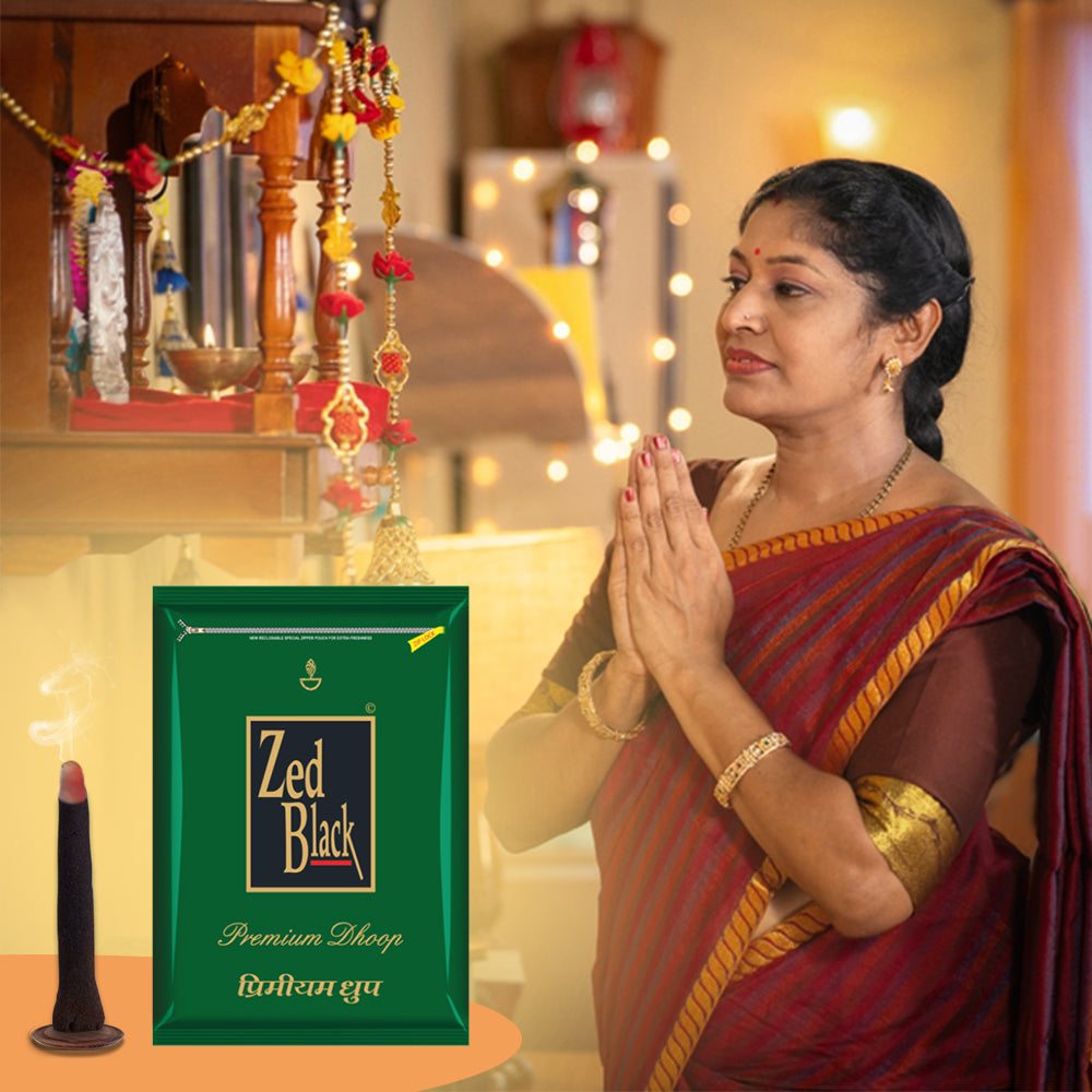 Zed Black Parfum Dhoop Big Batti in Family Zipper Packing Incense Dhoop | Combo Assorted Dhoop - Pack of 4