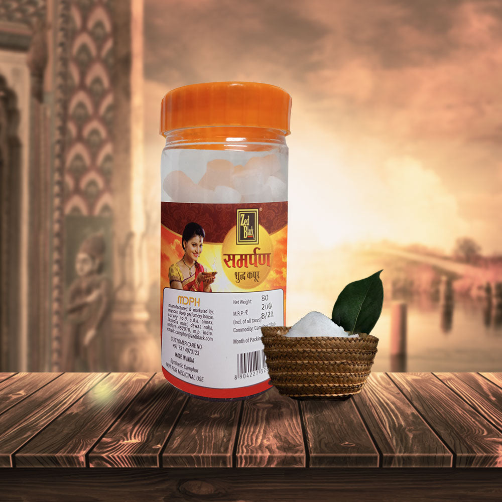 Zed Black Samarpan Camphor Tablet Kapoor Jar For Pooja - 80 GM (Pack of 1)