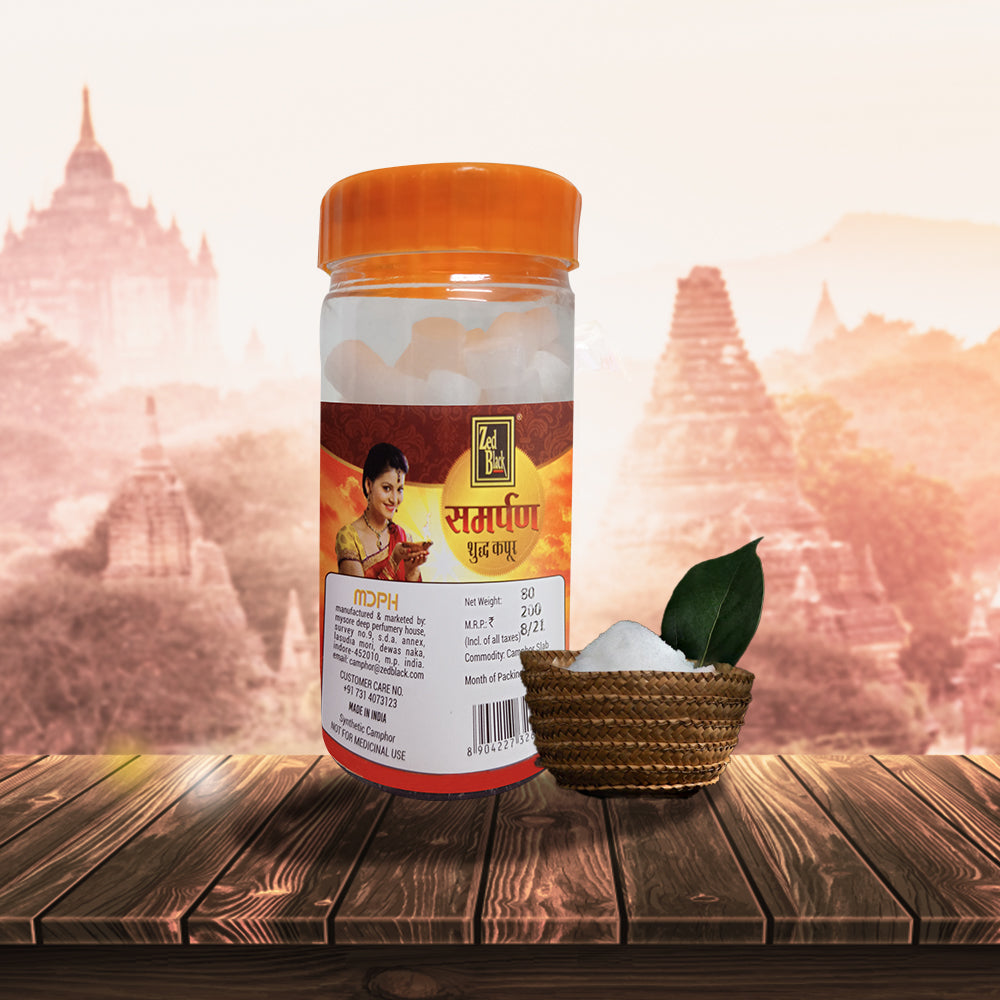 Zed Black Samarpan Camphor Tablet Kapoor Jar For Pooja - 80 GM (Pack of 1)