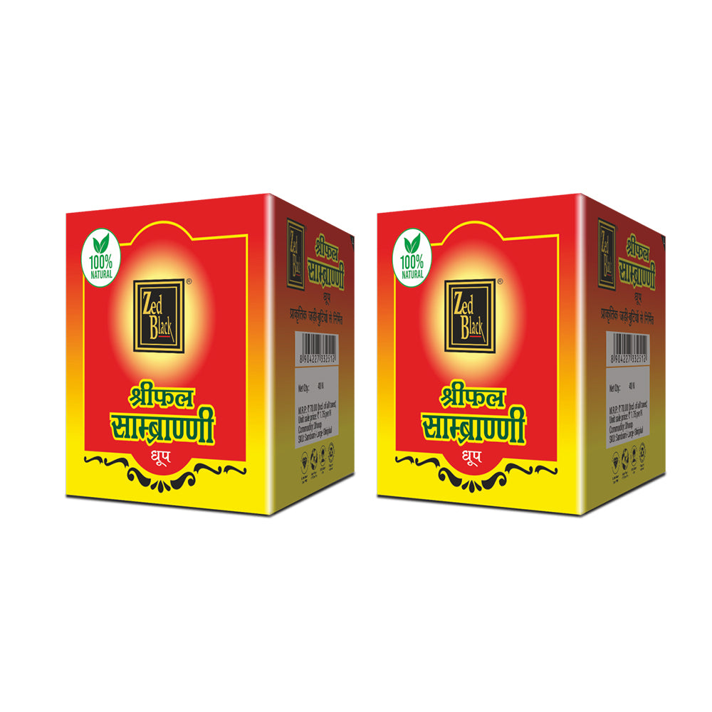 Zed Black Shriphal Sambrani Dhoop Sticks , Made from Natural Ingredients in Jar Packets - Combo Dhoop Sticks - Pack of 2