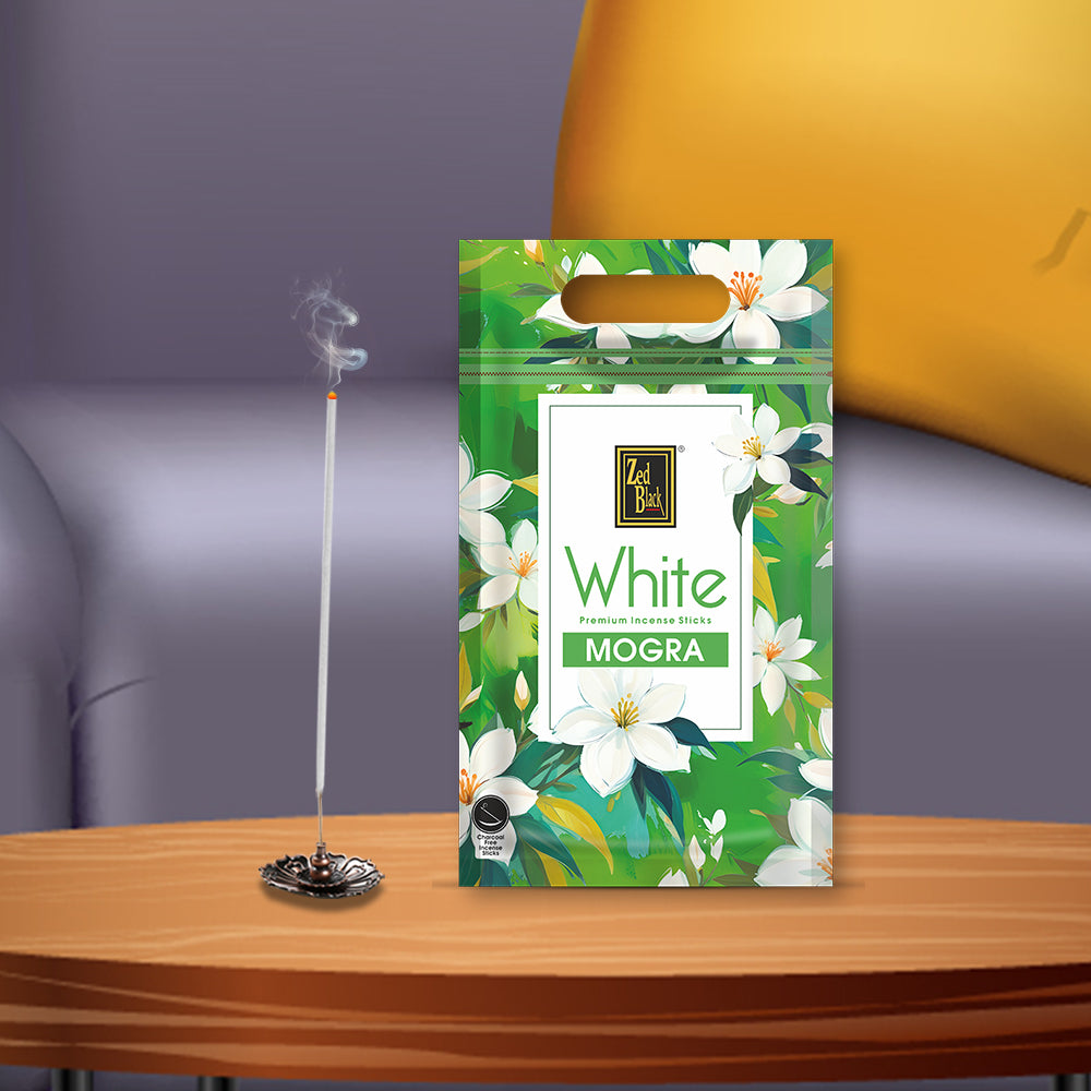 Zed Black Zed Black White Premium Incense Sticks Sandalwood and Champa Pack of 2 Agarbatti Stick Natural Fragrance for Puja, Meditation, Refreshing Ambience