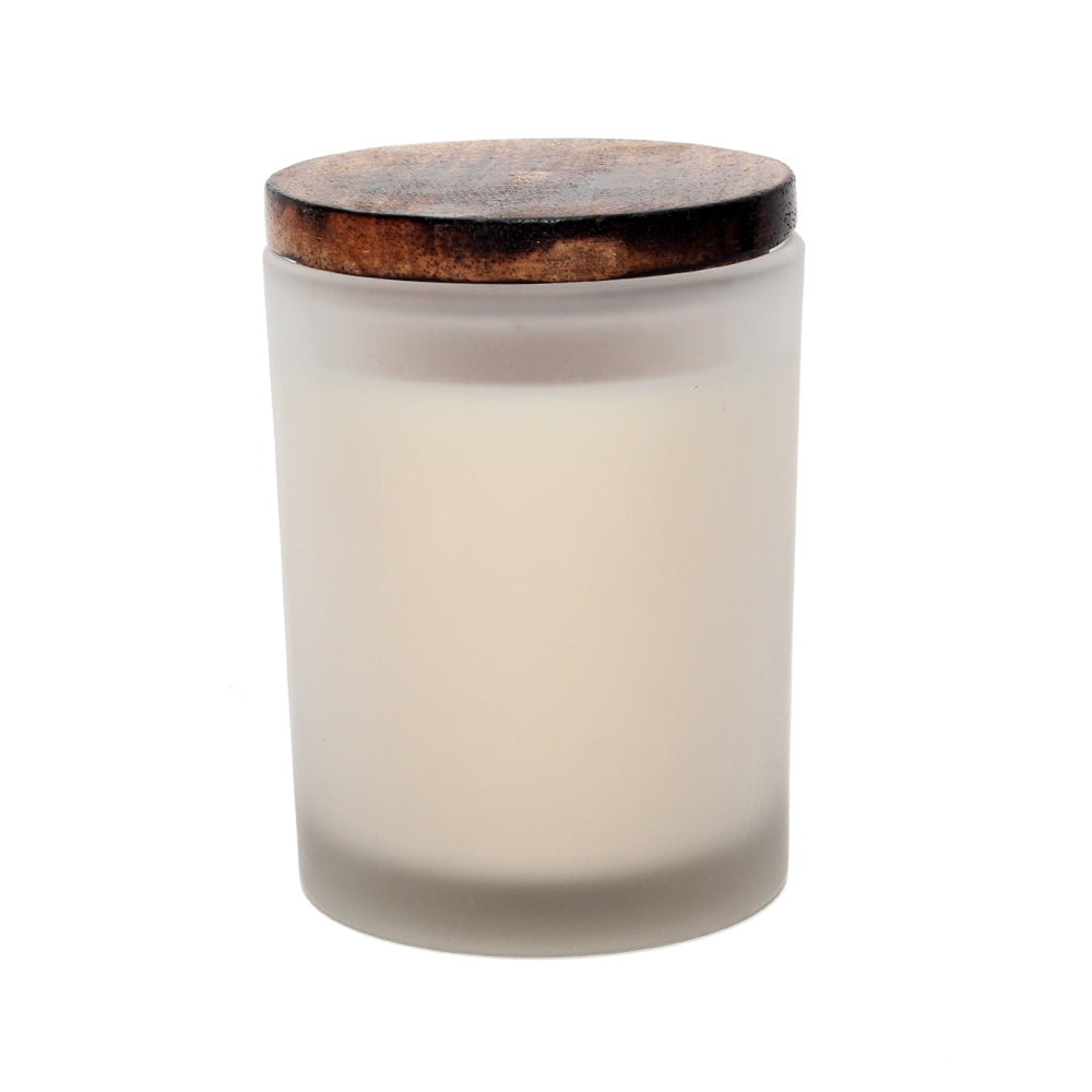 Ampliscent Exotic Candles Collection- Sandalwood Vanilla (White Frosted Glass)