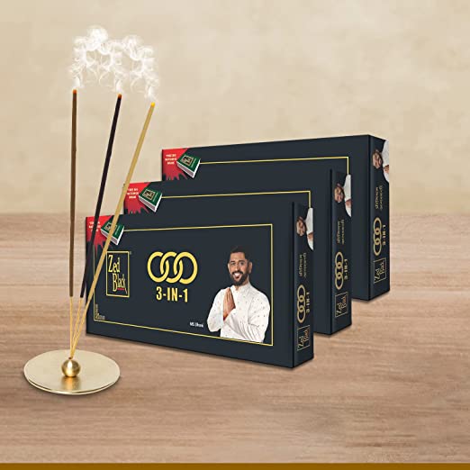 Zed Black 3 in 1 Monthly Pack Agarbatti / Incense Sticks - Aroma Sticks (Pack of 3)