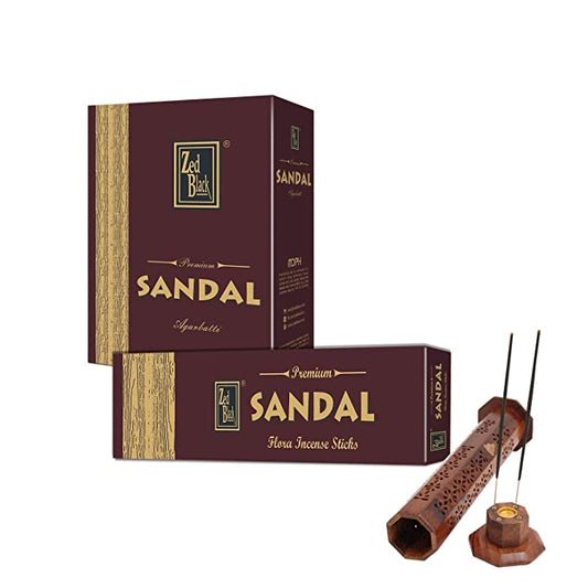 Zed Black Premium Sandal Incense Sticks Long Lasting Refreshing Agarbatti Scent Sticks for Everyday Use - Executive Pack (Pack of 12)