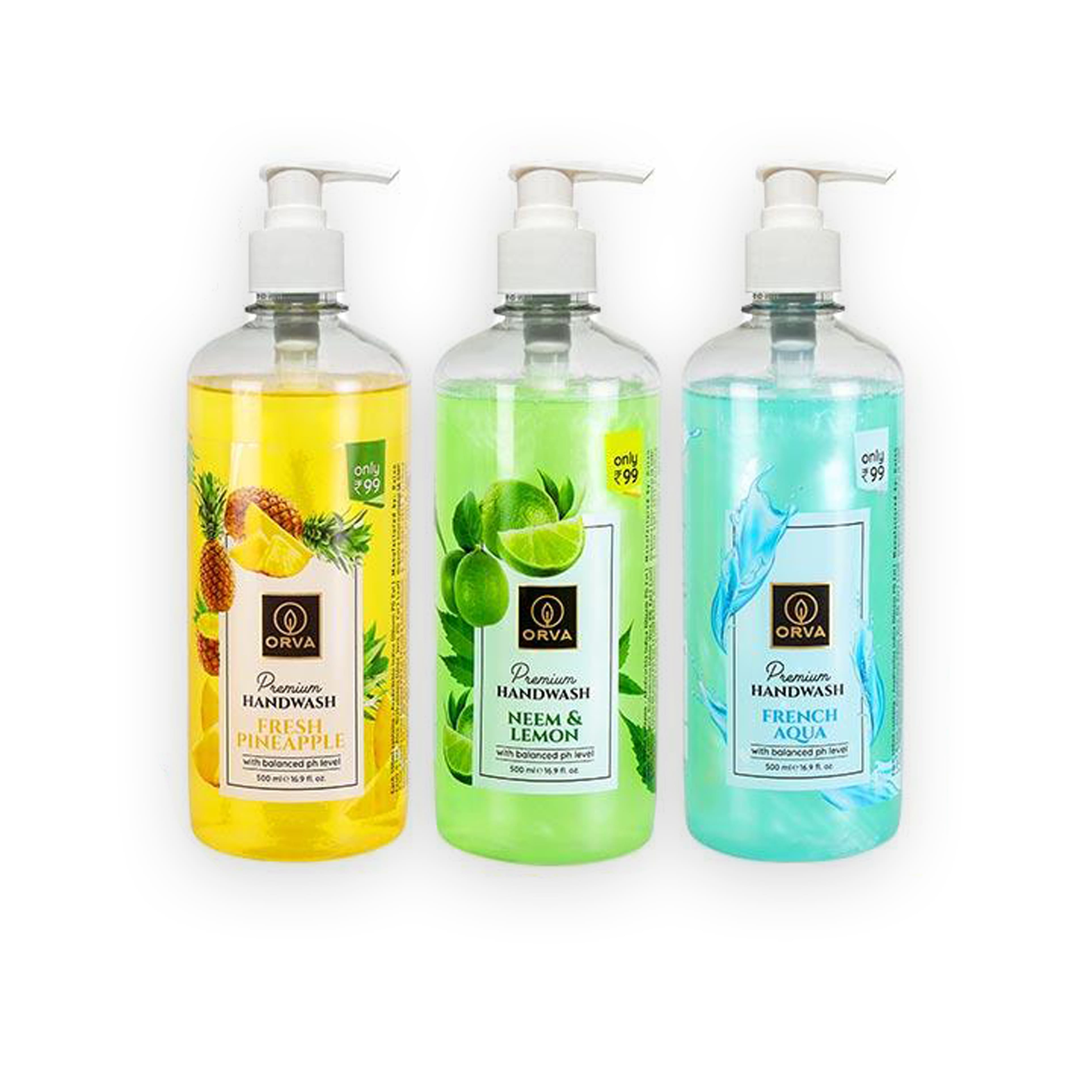 Orva Hand Wash 500 ml Each Combo of 3 For Hygienic Hands