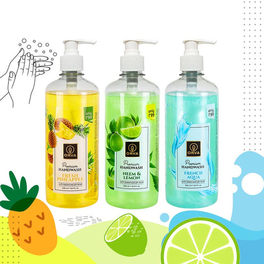 Orva Hand Wash 500 ml Each Combo of 3 For Hygienic Hands