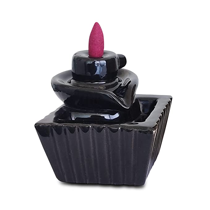 Zed Black Backflow Dhoop Cone Burner - An Illusion of Smokey Waterfall